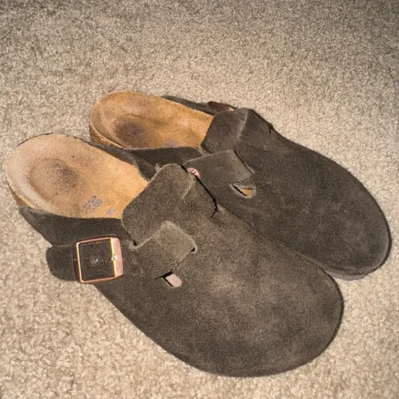 Birkenstock Brown Suede Clogs - Picture 1 of 7